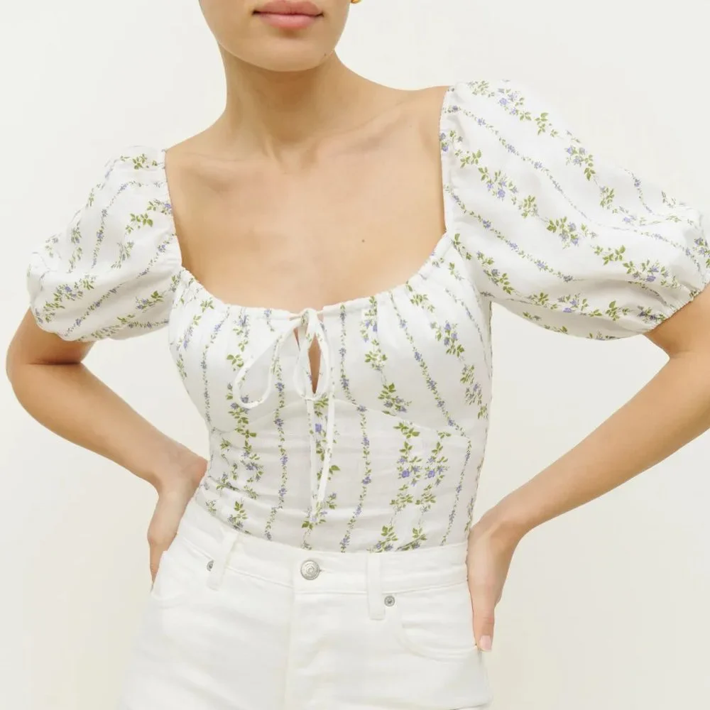 Reformation Rory Linen Top in Chalet